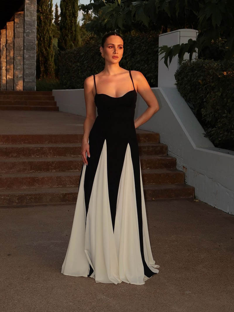 Paloma | Vestido maxi bicolor elegante