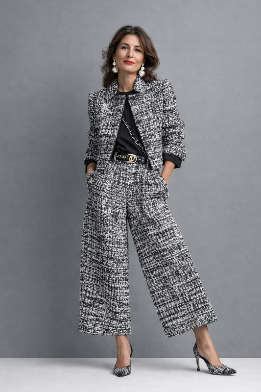 Paula | Conjunto sastre de chaqueta corta y pantalón ancho