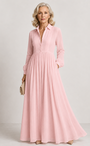 Vestido maxi abotonado de caída suave
