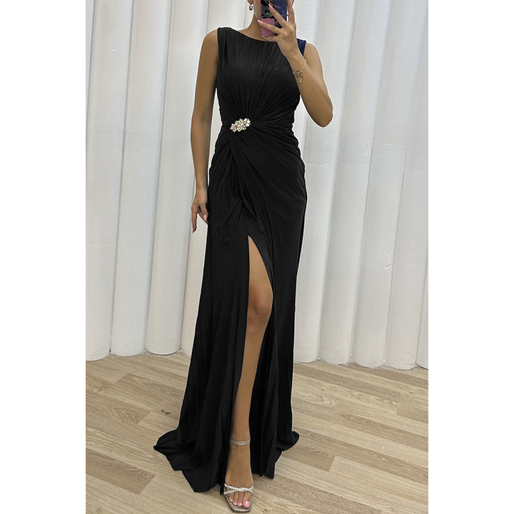 Freesia | Pleated evening maxi dress