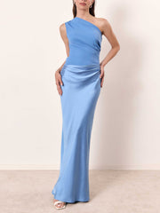 Anita | Vestido maxi plisado de un hombro