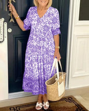 Flowy floral dress with a V-neck