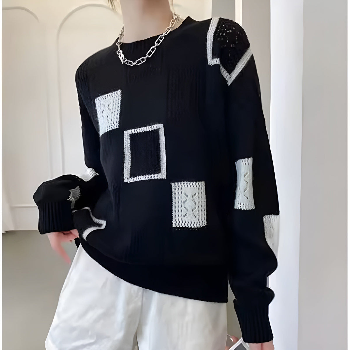 Geometric knit sweater