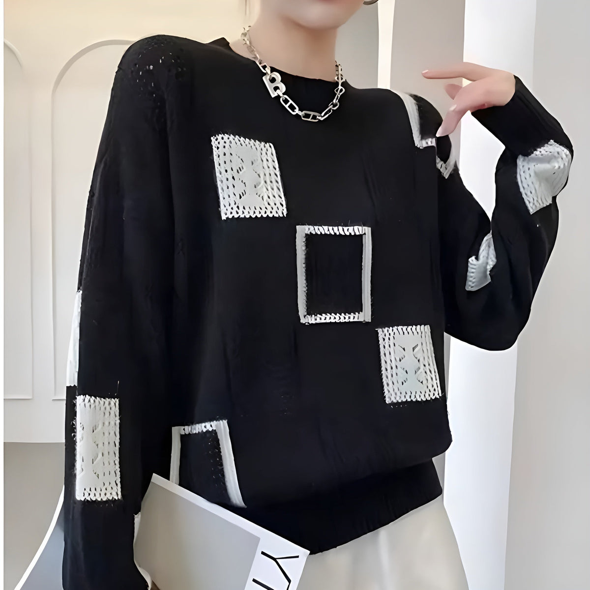 Geometric knit sweater