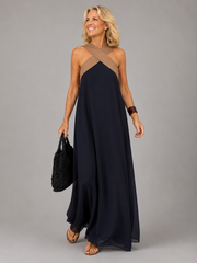 Vestido maxi elegante con escote cruzado