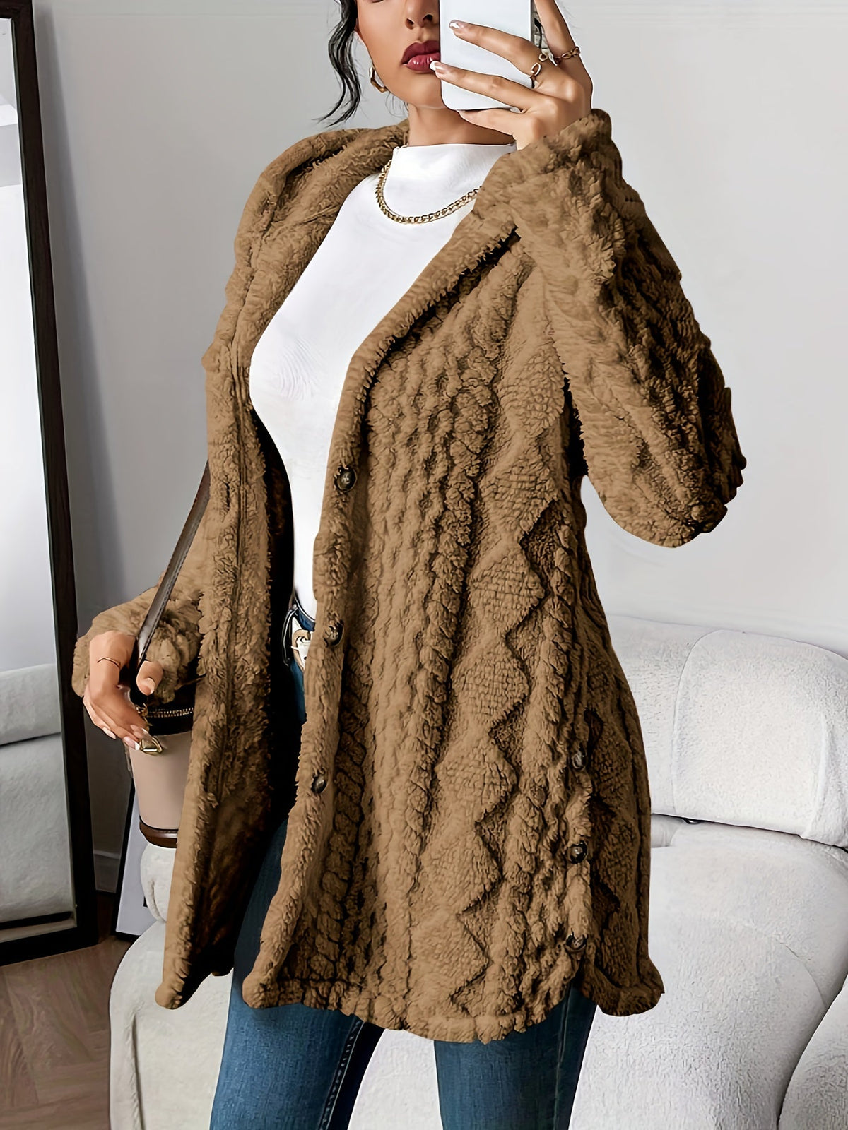 Soft-touch hooded cardigan