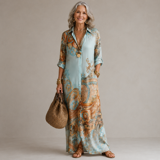 Vestido maxi floral abotonado