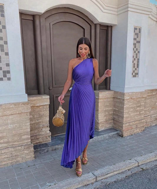 Peonia | Vestido midi asimétrico de un hombro