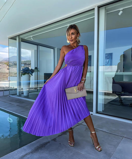 Peonia | Vestido midi asimétrico de un hombro
