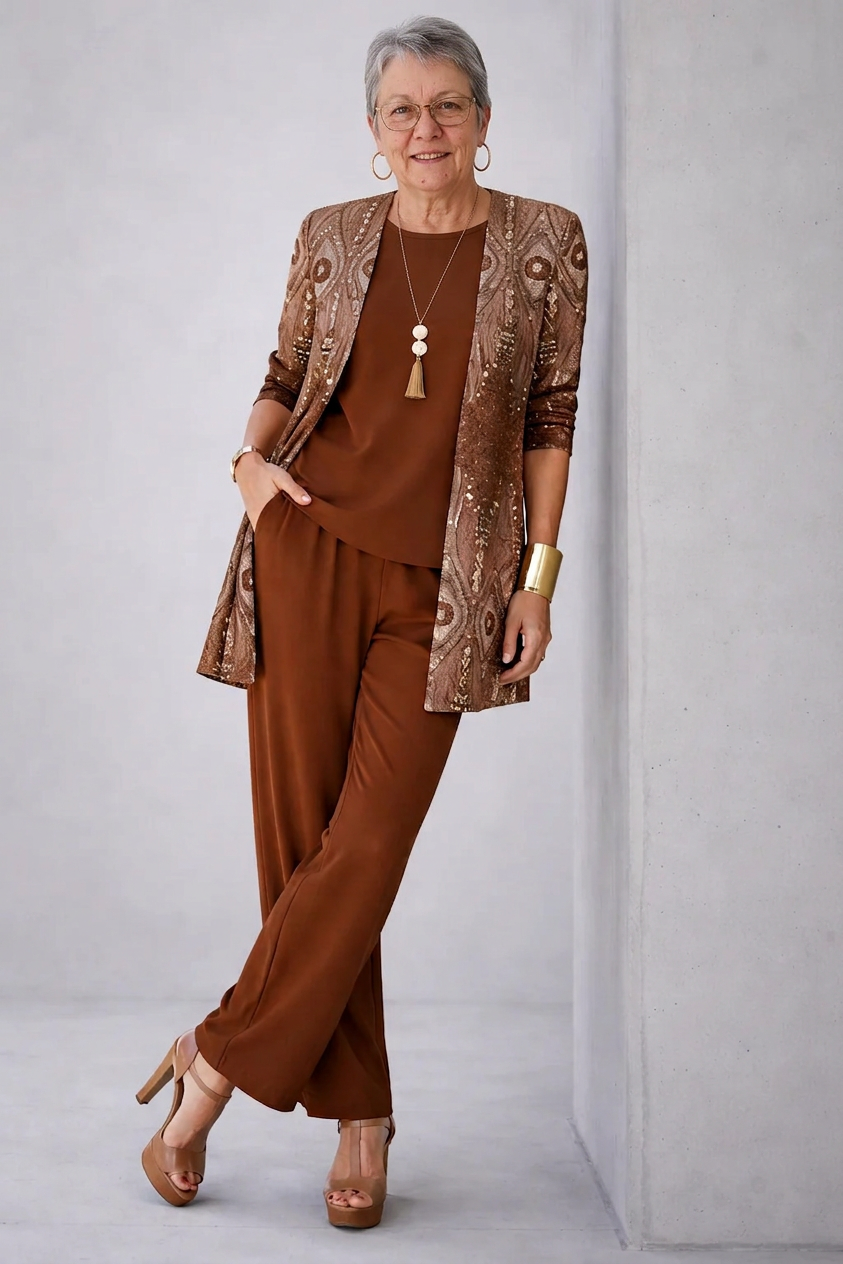 Conjunto Coordinado de Tres Piezas · Óxido