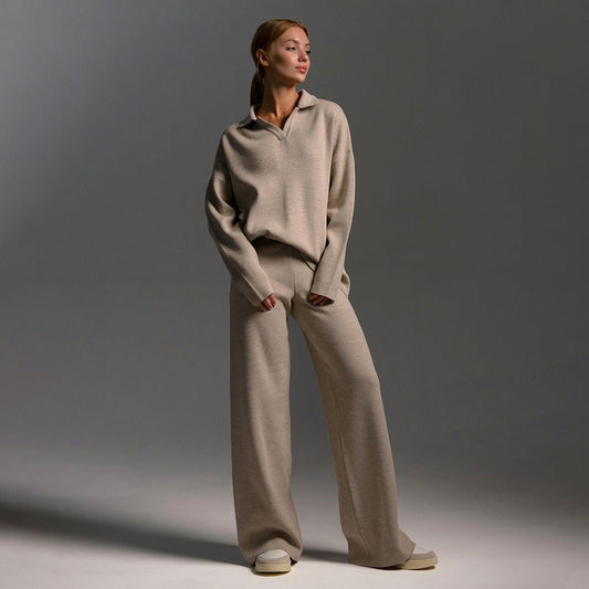 Conjunto de punto con jersey y pantalón ancho