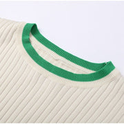 Knit set with a cropped sweater and high-waisted pants