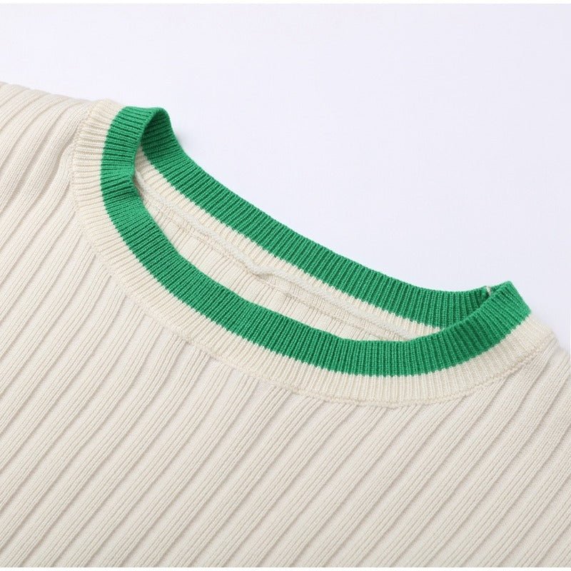Knit set with a cropped sweater and high-waisted pants