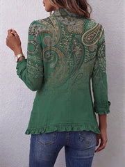 Teodora | Chaqueta Cachemira Verde con Volantes