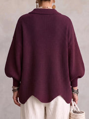 Constanza | Cárdigan Oversize con Cuello y Botones Metálicos Grandes