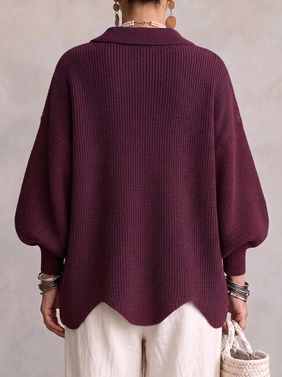 Constanza | Cárdigan Oversize con Cuello y Botones Metálicos Grandes