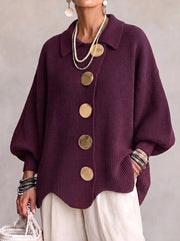 Constanza | Cárdigan Oversize con Cuello y Botones Metálicos Grandes