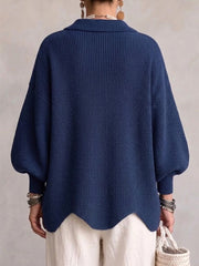 Constanza | Cárdigan Oversize con Cuello y Botones Metálicos Grandes