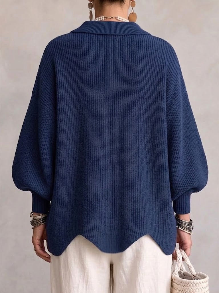 Constanza | Cárdigan Oversize con Cuello y Botones Metálicos Grandes