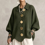 Constanza | Cárdigan Oversize con Cuello y Botones Metálicos Grandes