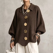 Constanza | Cárdigan Oversize con Cuello y Botones Metálicos Grandes
