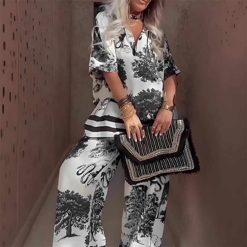 Alicia | Conjunto estampado con escote en V