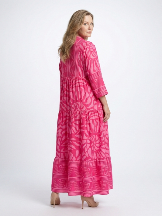 Vestido midi abotonado de corte relajado