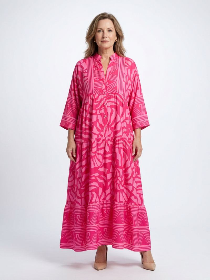 Vestido midi abotonado de corte relajado