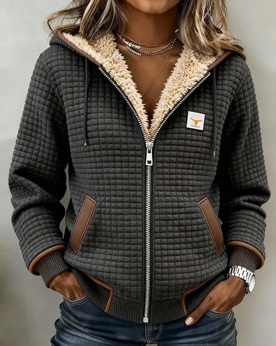 Blanca | Chaqueta Acolchada con Capucha, Cremallera y Forro de Borrego